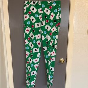 OppoSuits Playing Card Print Green Bottoms Size 42